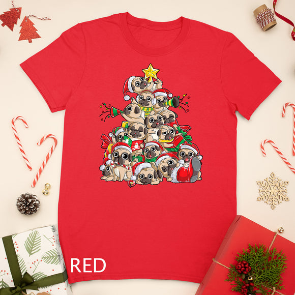 Pug Christmas Shirt Merry Pugmas Xmas Tree Santa Boys Gifts T-shirt
