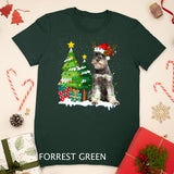 Schnauzer Dog Santa Hat Reindeer Christmas Lights T-Shirt