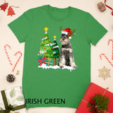 Schnauzer Dog Santa Hat Reindeer Christmas Lights T-Shirt