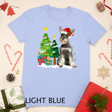 Schnauzer Dog Santa Hat Reindeer Christmas Lights T-Shirt