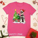 Schnauzer Dog Santa Hat Reindeer Christmas Lights T-Shirt