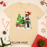 Schnauzer Dog Santa Hat Reindeer Christmas Lights T-Shirt