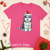 Siberian Husky Santa Christmas Tree Lights Xmas Gifts Boys T-Shirt