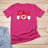 Three Cute Gnomes Holding Hearts Valentines Boys Girls Kids T-Shirt