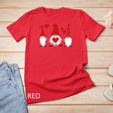 Three Cute Gnomes Holding Hearts Valentines Boys Girls Kids T-Shirt