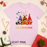 Three Gnomes Hallothanksmas Halloween Christmas Thanksgiving T-Shirt
