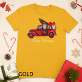 Three Gnomes in Red Truck With Merry Christmas Tree T-Shirt