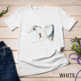 Vintage Japanese Fine Art Crane Bird Flying Over Ocean Wave T-Shirt