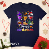 Wine Glasses Halloween Merry Christmas Happy Hallothanksmas T-shirt