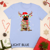 Womens Funny Reindeer Pug Dog Santa Hat Christmas T-Shirt