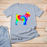 Womens Tie Dye Dog Hippie Schnoodle Dog V-Neck T-Shirt