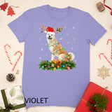 Xmas Holiday Reindeer Hat Santa Akita Dog Christmas T-Shirt