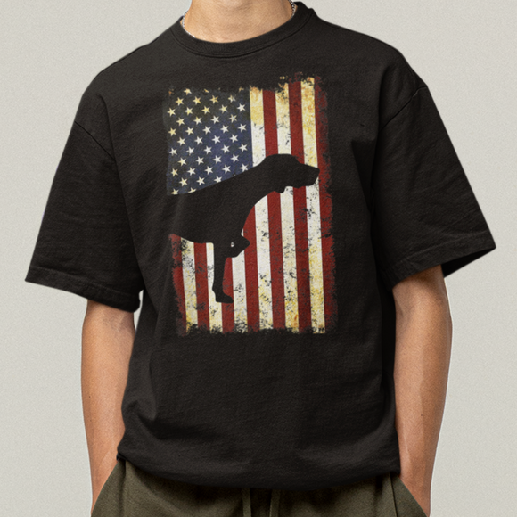German Shorthaired Pointer Silhouette American Flag T-Shirt